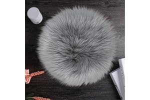 Sibba Flauschiger Teppich Stuhl Teppich 30 cm rund Flauschiges Kunstfell-Sitzkissen Baby-Fotoshooting-Requisiten für Schlafzimmer Wohnzimmer Nagelkunst-Dekoration (Grau)