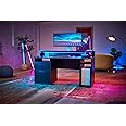 RestRelax - Warrior Gaming Desk UK's #1 Gaming Desk With LED Lights 160CM x 91CM x 72CM Computer Desk Workstation For Large PC Home Office Desk Perfect Black Desk With Drawers & Storage