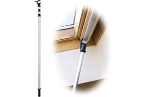 WinHux Telescopic Pole Window Pole Rod Opener Designed to be Compatible with VELUX Skylight Roof Window Blinds, Compatible with Velux Window Pole Opener - Telescopic Rod, Silver - 1.2-3.0 Metre