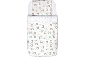 FlyIdeas Juego Completo Sabanas Minicuna Colecho Next to Me 83x50, 100% Algodon Certificado - Compatible con Minicunas y Colchones de tamaño: 50x80 cm 83x50 cm y Similar