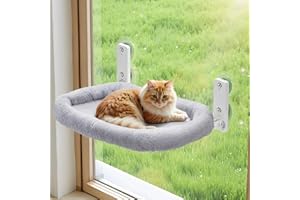 The Fellie Foldable Cat Window Hammock, Sturdy Window Cat bed, Cats Perch Beds for Indoor, Reversible Hanging Bed Window, 52x30cm Washable Cats Window Perch, Grey