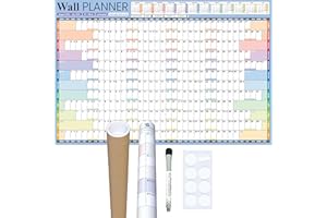 Glacient Juego de planificador de pared académico 2024-2025 Calendario de pared de mitad de año, grande, A1 (87 x 58 cm), laminado grueso, sin arrugas, del 24 de agosto al 25 de julio Marcador y almoh