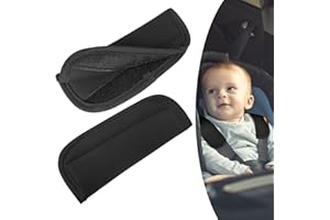 URAQT Baby Sicherheitsgurt Schulterpolster,2 Stück Universal Baby Autositz Gurtpolster Atmungsaktiv Schlafkissen Nackenstütze für Kinder Auto Gurtpolster für Autositze und Kinderwagen(Schwarz)