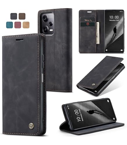 Moozy Custodia a Libro per Xiaomi Redmi Note 11 Pro 5G e 4G, Carbonio Nera - Protezione dei Bordi Metallici Flip Cover Portafoglio con Appoggio e Porta Carte