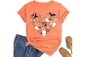 hohololo Tee Shirt Halloween Femme T-Shirt avec Motif de cœur pour Halloween