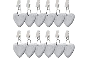 NAAPESI 12PCS Tablecloth Weights Hangers Set, Table Cover Weight Table Weights Heart Shape Tablecloth Pendant with Metal Clip Table Cloth Weights for Picnic Family Party Outdoor Garden (Grey)