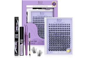 BELLEQIANA B&Q B28 156PCS Lashes Extension Set mit 156 Einzelclustern – Eye-Enlarging Cluster Fake Lashes Kit für sofortigen Augenvergrößerungseffekt, 15 Min Salonlook, Wimpern Extensions Set Kleber & Tools