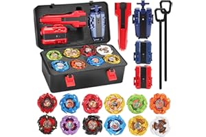 BANANMELONBM X Battling Top Toy Set,12 Spinning Tops,3 Launchers Metal Fusion Gyro Game with Portable Storage Box,Birthday Gift for Kids Children Boys Ages 6+