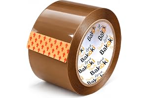 BAKOKI Bardzo długa taśma klejąca do pakietów brązowa 48 mm x 90 m - 1 | Uniwersalna taśma do przeprowadzki, taśma zamykająca krawędzie, karton klej, taśma do pakowania do biura, magazynu