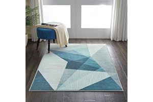 ASIinnsy Tappeto Salotto Moderno Geometrico Astratto Tappeto Soggiorno Pelo Corto Blu Morbido Antiscivolo Tappeti Salotto Grandi Camera da Letto Grigio Home Decor (80 x 120 cm, Grigio Blu)