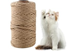 HAOYULUO Corde pour Arbre à Chat 6 mm x 60 m，Naturel Corde Sisal，Corde Jute，Corde Arbre à Chat pour réparation et Remplacement，Jardinage, Bricolage, décoration de la Maison