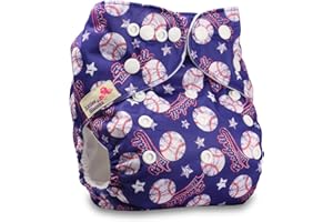 Littles & Bloomz, Reusable Pocket Cloth Nappy, Fastener: Popper, Set of 1, Pattern 5, with 1 Microfibre Insert