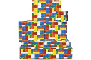 Carta da regalo colorata - 6 fogli di carta da regalo - Carta da regalo di compleanno per bambini - Mattoncini per ragazzi e ragazze - Festa di compleanno - Riciclabile - By Central 23