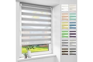 Bondfree Store Enrouleur Jour Nuit sans Perçage, Translucide, Facile à Installer avec ou sans Perçage, pour Fenêtre ou Porte, Protection Vie privée,Gris,90l x 200L cm