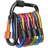RAVN HAMAN 10 x Colourful Carabiners, Screw Lock up to 30 kg | Indoor &amp; Outdoor | Hammock Hooks, Punching Bags &amp; Keychains