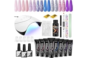 VANREESA Gel de Extensión de Uñas Completo Set, 8 Colores 15ml Flashboard Azul Púrpura Claro Kit Uñas de Gel con 36W Lampara y Base Top Coat, Regali per Mujeres