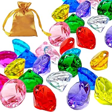 60 Bunte Diamant-Edelsteine Für Kinder | Schatzsuche & Basteln Mit Aufbewahrungstasche