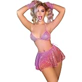 Pullu Kadın Fantezi Kost&uuml;m Seksi Mini Etekli Parlak Payetli Gece Kost&uuml;m&uuml; Esnek Kumaş Parti Konsept Sahne Kost&uuml;m&uuml; Fantazi Giyi