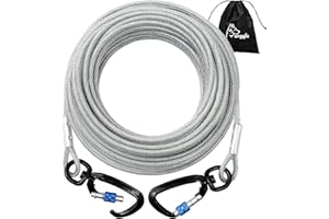 FURGGIS Tie Out Kabel für Hunde, 10/15/20/30/50FT Kabel, 1000lbs Bruchfestigkeit, Strapazierfähige Hundeleine für mittelgroße und große Hunde, Hundeleine für Garten oder Camping im Freien, Reflektierend