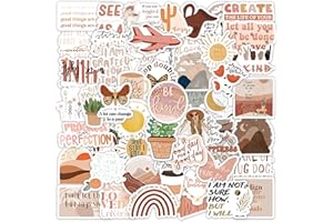 INSPUTOL Boho Aesthetic Stickers Pack, 50 PCS Waterproof Vintage Stickers for Laptop, Water Bottle, Suitcase, Guitar, Scrapbook Accessories