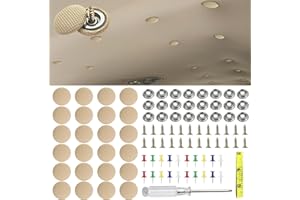deemars 60PCS Botón de reparación del techo del coche, Retención con herramienta de instalación, Accesorios de coche Headliner Kit de reparación para el techo (Blanco-crema, La cuadrícula)