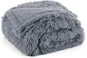 ‎BEDSURE BEDSURE wasserdichte Hundedecke für mittelgroße Hunde - 80 x 100 cm Langer Plüsch Hundedecke waschbar, Haustier Decke flauschig und weich, Schutzdecke Hundesofa, Katzendecke für Katzen, Grau