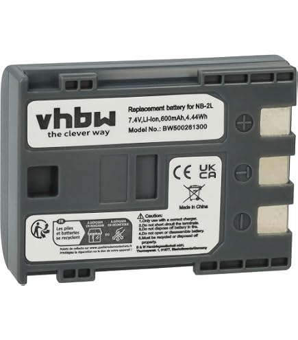 Vhbw Batteria Di Ricambio Li-Ion 700mAh Per Videocamera Canon Elura 100