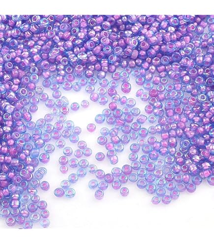 Lot De 1000 Perles De Rocaille Bleu Multicolore 2 Mm 12/0 - Neuf Pour Création
