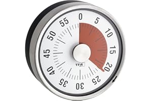 ‎TFA DOSTMANN TFA Dostmann Analoger Timer Puck, 38.1028.10, Eieruhr, Küchentimer, mechanisch, zum Aufdrehen, magnetisch, grau L 79 x B 32 x H 79 mm