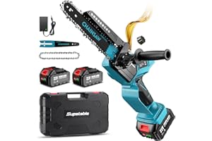 Supstable Mini Motosega a Batteria 8/6 Pollici, 8000mAh Motoseghe Elettrica Brushless, 1300W, Oliatore Automatico, Tensione Catena Senza Attrezzi, Sega a Batteria per Potatura, Artigianato e Progetti