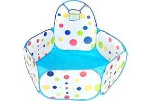 AAJ Big-pit ball | Baby Crawl Playpen with Basketball Hoop | Lightweight Pop-Up Children Play Tent Blue | Portable Pop-Up Ball Pool with Zippered Storage Bag | Balls not Included (Blue)