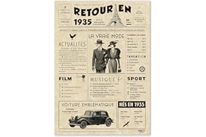 FestySpark Cadeau Original Retour en 1935 - Idée Cadeau 90 Ans femme et homme - Carte Anniversaire 90 ans femme et homme - Decoration Anniversaire 90 ans - Carte d’Anniversaire avec Félicitations