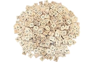 TOUMETT 200 Pcs Capital Wooden Letters for Crafts,Scrabble Black Letter Children's Educational Toy for Travel,Play,Help Children Recognize Letter,DIY Projects,Art,Wall Decore,Ideal for Kids,Adults Creating