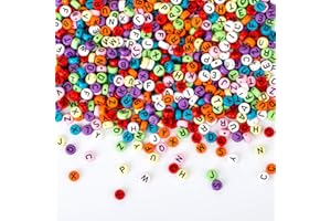 Naler 1200 Abalorios Letras Redondas de Colores Cuentas Alfabeto para Pulseras DIY Manualidades(7mm, 26 Letras)