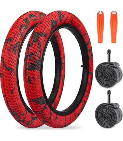 Paire De Pneus BMX ENIX 18 X 1.95 Noirs - Avec Chambres à Air, Bande De Roulement Fantaisie