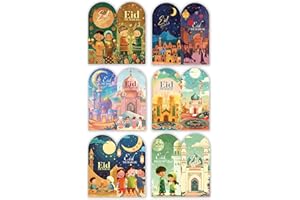 Giftinghouse Eid Money Envelopes 6/12/18 Pack - Eid Mubarak Cards – Happy Eid Mubarak Money Envelopes Featuring 6 Unique Designs, Perfect Eid Money Wallets for Kids, Eid Cards Multipack (12 ENVELOPES)