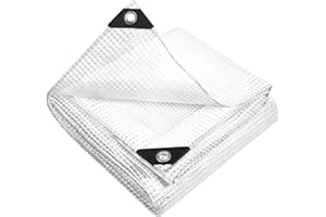 SOLADIRECT 3m x 4m Clear Leno Tarpaulin - Heavy-Duty Waterproof 100 GSM Reinforced Transparent Tarp Sheet with Mesh Support, Rubber Strengthened Corners - UV‑Resistant Cover for Garden, Greenhouse, Groundsheet