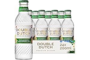 Double Dutch Cucumber & Watermelon Soda | Low Calorie Diet Soft Drink | 100% Natural Ingredients | Gluten Free, Vegan Friendly Premium Mixer Perfect For Gin, Vodka & Cocktails | 24 x 200ml Bottles