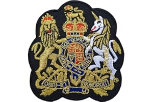 ELLU Royal stemma ricamato patch Iron/Sew on distintivo UK British Gold Crown