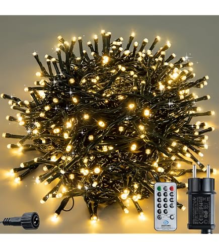 Guirlande Lumineuse 30 Mètres 300 LED – Blanc Chaud, IP44, 8 Modes, Télécommande – Pour Noël, Jardin, Mariage, Décoration Intérieure/extérieure