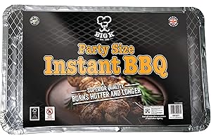 Big K Disposable Instant BBQ Tray - Party Size All In One Barbecue Instant Light Charcoal Grill Tray with Topline Card. Ideal for Garden BBQs, Camping, Outdoor Party, Picnics.