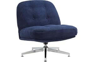 IWMH Obrotowe krzesło akcentujące, krzesło kosmetyczne do makijażu ze skrzyżowanymi nogami bez kółek, krzesło biurkowe, pikowany fotel tapicerowany, krzesła biurowe do domowego biura, salonu, sypialni