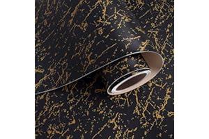 VaryPaper Carta Adesiva Marmo Nero e Oro 40cmx200cm Adesivi Decorativi per Mobili Pellicola Adesiva Effetto Marmo Carta Adesiva Impermeabile per Bagno Carta Adesiva per Pareti Cucina Piano da Lavoro