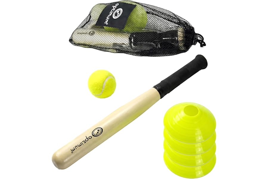 Optimum Rounders Bat – Lightweight Wooden Bat with Non-Slip Grip - Bat Only or Full Set with Ball, Ideal for PE, Schools & Outdoor Games