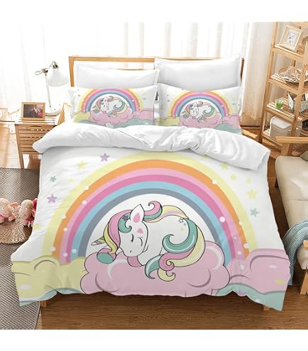 Happy Linen Company Set Copripiumino Lettino Unicorno Rosa – Double Face 120x150 + Federa
