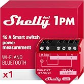 Shelly 1PM Gen3 Wi-Fi and Bluetooth Smart Switch, 1 Channel - 16A, with Consumption Meter, Wireless Lights, Remote Control wi