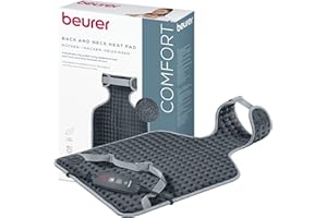 ‎BEURER Beurer HK 64 Grey Heizkissen für Rücken & Nacken, Wärmekissen mit Schnellheizung und Abschaltautomatik in körpergerechter Form, 3 Temperaturstufen, waschbar, mit Bauchgurt & Klettverschluss