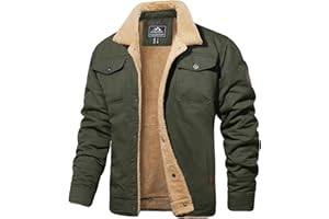 MAGCOMSEN Men's Winter Jacket Military Trucker Coat Cargo Warm Fleece Lined Coats Windbreaker Sherpa Thermal Collar Combat Jackets