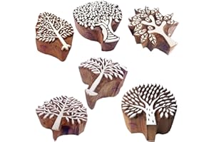 ROYAL KRAFT Pottery Printing Blocks Stylish Tree Pattern Wooden Stamps (Set of 6) Htag2054