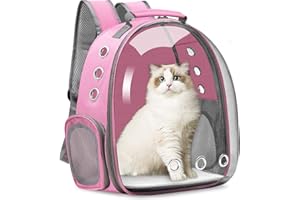 VAILGE Cat Carrier Backpack, Pet Carrier Backpack Front Pack for Small Medium Cat Puppy Dog Carrier Backpack Bag Space Capsule, Pet Carrier for Travel Hiking Walking Camping (Pink)
